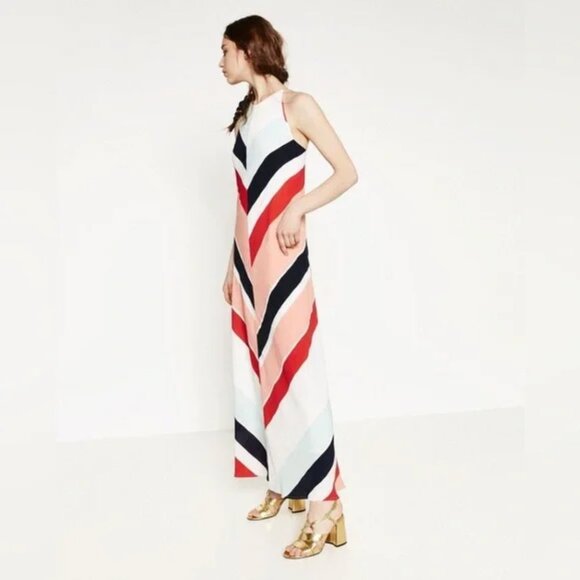 Zara Halter Open Back Maxi Dress S - Picture 4 of 16